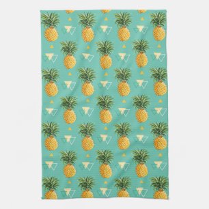 Linge De Cuisine Ananas lumineux sur le motif géométrique