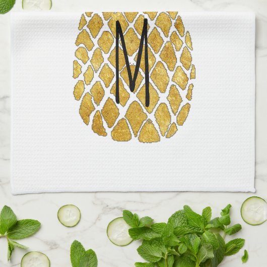 Linge De Cuisine ananas monogramme (Plié)