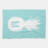 Linge De Cuisine ananas monogramme bleu pastel (Horizontal)