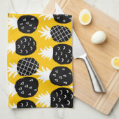 Linge De Cuisine Ananas noir (Quart Plié)