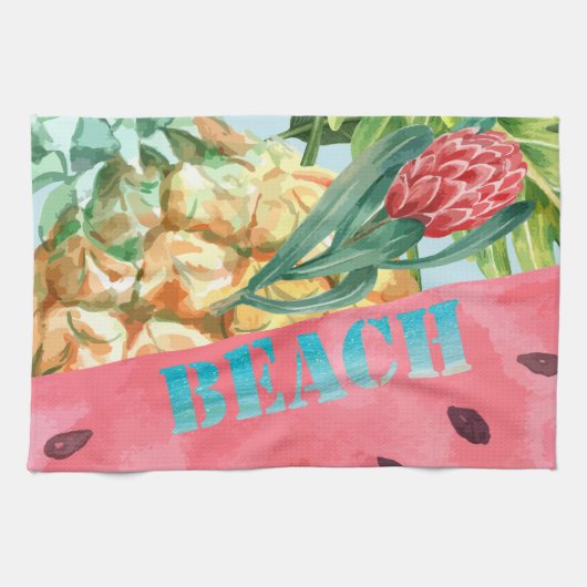 Linge De Cuisine Ananas Pastèque Hibiscus Feuilles de Palmier Cool (Horizontal)