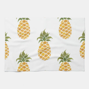 Linge De Cuisine Ananas peint à la main, arrière - plan aquarelle.