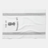 Linge De Cuisine Ananas rustique gris et blanc Personnalisé (Horizontal)