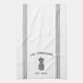 Linge De Cuisine Ananas rustique gris et blanc Personnalisé (Vertical)
