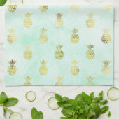 Linge De Cuisine Ananas Tropical Mint Gold (Plié)