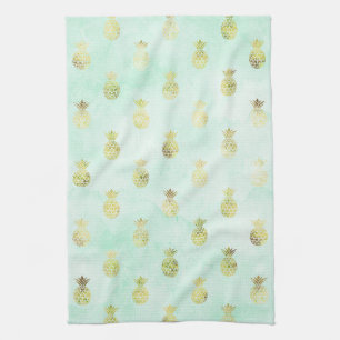 Linge De Cuisine Ananas Tropical Mint Gold
