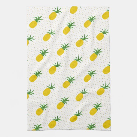 Linge De Cuisine Ananas tropicaux d'or (Vertical)