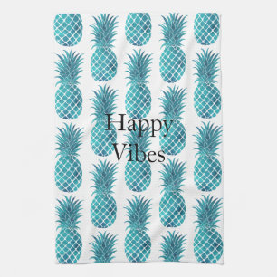 Linge De Cuisine Ananas tropicaux Turquoise Aqua