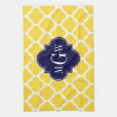 Linge De Cuisine Ananas Wht Marocain #5 Marine 3 Monogramme initial (Vertical)