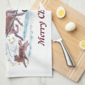 Linge De Cuisine Ancien Cheval et Noël couché (Quart Plié)