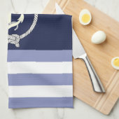 Linge De Cuisine Ancre blanche marine/noeud marine/bande bleue/blan (Quart Plié)