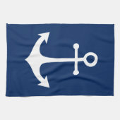 Linge De Cuisine ancre blanche sur bleu marine (Horizontal)