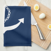 Linge De Cuisine Ancre bleu marine (Quart Plié)