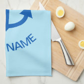 Linge De Cuisine Ancre Bleu Personnalisé Nom de bateau Bleu pâle (Quart Plié)