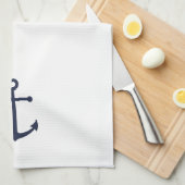 Linge De Cuisine Ancre bleue marine (Quart Plié)