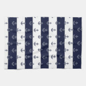 Linge De Cuisine Ancre Bleue marine Monogramme côtier Kitche (Horizontal)
