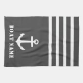 Linge De Cuisine Ancre classique nautique Votre nom de bateau Gris  (Horizontal)
