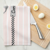 Linge De Cuisine Ancre d'aquarelle gris clair rose rayures (Quart Plié)