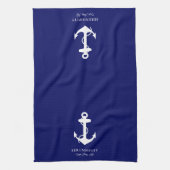 Linge De Cuisine Ancre de bateau classique Monogram Marine Blue (Vertical)