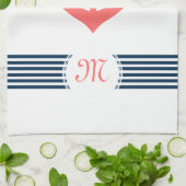 Linge De Cuisine Ancre de bateau nautique corail Bleu décoratif (Plié)