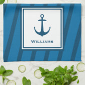 Linge De Cuisine Ancre de nom nautique rayée de la marine moderne (Plié)