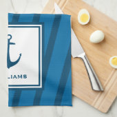 Linge De Cuisine Ancre de nom nautique rayée de la marine moderne (Quart Plié)