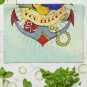 Linge De Cuisine Ancre, hirondelle et roses (Plié)