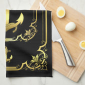 Linge De Cuisine Ancre marine dorée noir/or/noir (Quart Plié)