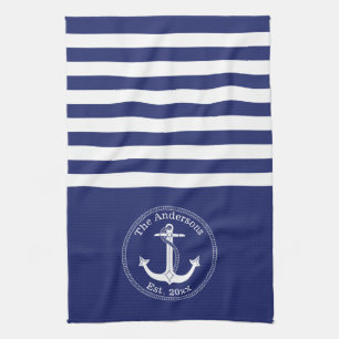 Linge De Cuisine Ancre marine Monogramme de la famille des bandes b