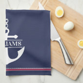 Linge De Cuisine Ancre Monogramme personnalisé (Quart Plié)