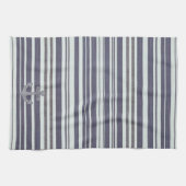 Linge De Cuisine Ancre nautique bleu Denim & blanc (Horizontal)