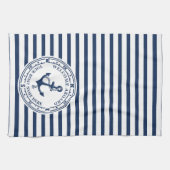 Linge De Cuisine Ancre nautique Compass Striped Boat Name (Horizontal)