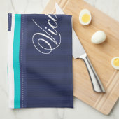 Linge De Cuisine Ancre nautique de rayures bleues d'Aqua (Quart Plié)