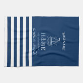 Linge De Cuisine Ancre nautique Marine Blue Striped (Horizontal)