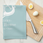 Linge De Cuisine Ancre nautique Nom de famille Maison de plage (Quart Plié)