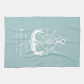 Linge De Cuisine Ancre nautique Nom de famille Maison de plage (Horizontal)