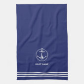Linge De Cuisine Ancre nautique Nom du bateau Bleu marine (Vertical)