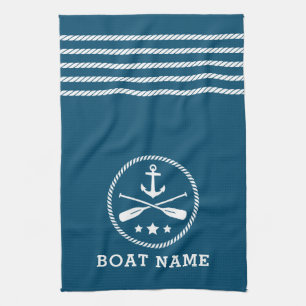 Linge De Cuisine Ancre nautique Oars Stars Nom du bateau Aqua Blue