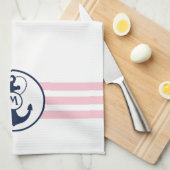 Linge De Cuisine Ancre nautique rose (Quart Plié)