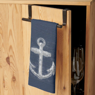 Linge De Cuisine Ancre nautique vintage
