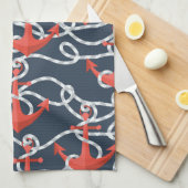 Linge De Cuisine Ancres et motif nautiques de corde (Quart Plié)