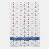 Linge De Cuisine Ancres nautiques Rouge Blanc Bleu (Vertical)