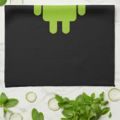 Linge De Cuisine Android Robot Icon Mustache sur noir (Plié)