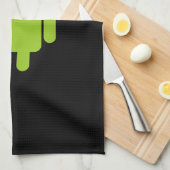Linge De Cuisine Android Robot Icon Mustache sur noir (Quart Plié)