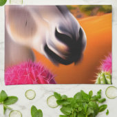 Linge De Cuisine Âne mignon avec cactus à fleurs (Plié)