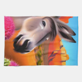 Linge De Cuisine Âne mignon avec cactus à fleurs (Horizontal)