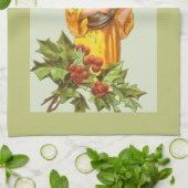 Linge De Cuisine Ange avec houx et mandoline (Plié)