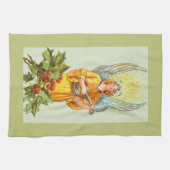 Linge De Cuisine Ange avec houx et mandoline (Horizontal)