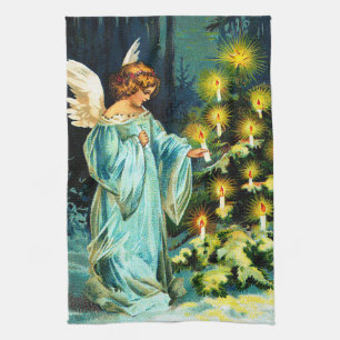 Linge De Cuisine Ange décorant l'arbre de Noël