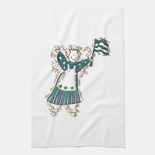 Linge De Cuisine Ange patriotique (Vertical)